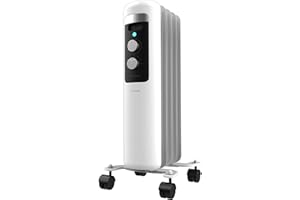 Cecotec Radiador Eléctrico de Aceite Bajo Consumo de 5 Módulos ReadyWarm 550 Space White. 1000W, 3 Niveles de Potencia, Sistema de seguridad y Ruedas, Ideal para 12m², Blanco