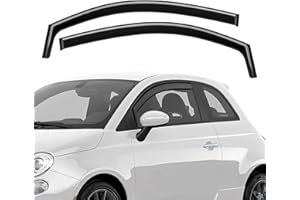 GEARMONSTER Déflecteurs d'air compatibles avec FIAT 500 / Abarth 2007-2024 Protection Pluie, 2 pièces, Noir