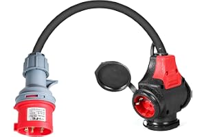 CEE 16 A 400 V hane till 3 x 220 V CEE till Schuko-adapter med 3 strömkablar 2,5 mm² IP44 högströmsdelare för konvertering av
