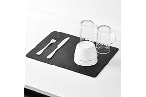 KitchenRaku Draining Board Mats, Super Absorbent Dish Drying Mat for Kitchen Counter, Quick Dry Coffee Mat with Non Slip Rubber Backed for Sink Dish Rack Worktop Drainer Mat (40X30CM)