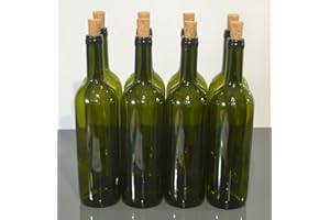 Markenloos Weinflasche 750 ml Glasflasche Leere Flasche Likör ohne/mit Korken Wein (8 STK. mit Korken, Olivgrün)