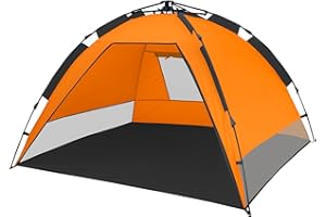 CampFeuer Strandmuschel | Orange/Grau, UV50+ | inkl. Tragetasche | Automatik Strandzelt, Wurfzelt Strand, Sonnenschutz Campingzelt | Instant Pop Up Zelt Strand, Quick Up Sonnenzelt, Windschutz