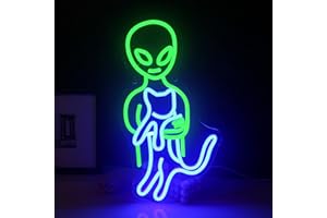 SIGNSHIP Alien et chat néon pour décoration murale, chat alimenté par USB, lumière néon pour bière, bar, homme, grotte, club, chambre à coucher, éclairage LED néon pour hôtel, pub, café, fête