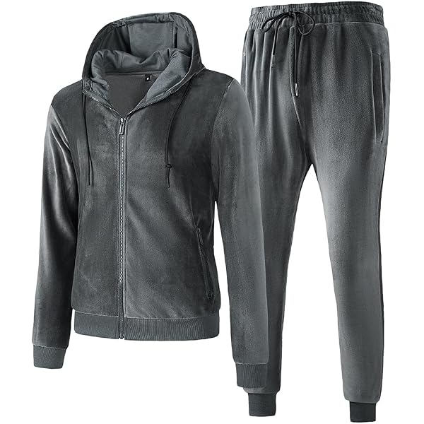 Set Tuta Uomo In Velluto A Contrasto - Giacca Con Cerniera E Pantaloni Jogging - Abbigliamento Sportivo Per Palestra E Tempo Libero