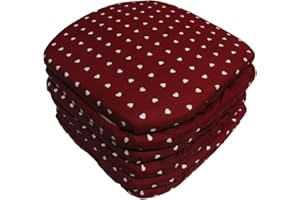 Russo Tessuti 6 Cuscini Coprisedia Cuore Pois Lucy Elastico Cucina Vari Colori-Rosso