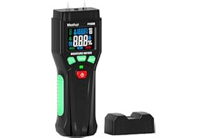 Misuratore di Umidità, Mastfuyi Rivelatore di Umidità con Pin Sostituibile e Misurazione della Temperatura, display LCD a Colori con Allarme Visivo, Rilevatore di Umidità per Legni, Muri e Pavimenti