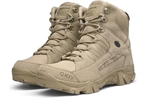 Vendics Men's Combat Shoes, Hiking Army Shoes Fashion Outdoor Walking Boots Tactical Boots Desert Camping Sneakers,Brown-44(UK10)