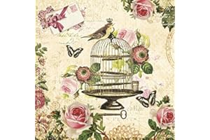 CraftyThings 4 x Paper Napkins - Bird on Vintage Cage - Ideal for Decoupage/Napkin Art