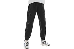 Panegy Ragazze Pantaloni Cargo Vita Elastica Alta Pantaloni Baggy con Multi Tasche Paracadute Y2K Streetwear Danza 3-15 Anni