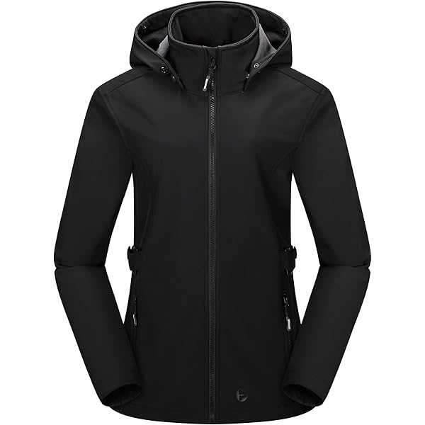 MoFiz Softshelljas voor dames, outdoor, wandeljas, waterdicht, winddicht, functionele jas, lichte fietsjas, regenjas met capuchon, zwart, L MoFiz Softshelljas voor dames, outdoor, wandeljas, waterdicht, winddicht, functionele jas, lichte fietsjas, regenjas met capuchon, zwart, L