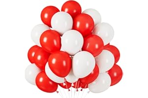 EPOKUS 60 Stück Luftballons Rot Weiß, Helium Ballons Matt Rot, Weiss Rot Latex Ballons, 12 Zoll Romantisch Partyballon fur Mädchen Frau Geburtstag Hochzeit Verlobung Valentinstag Babydusche Feste Karneval