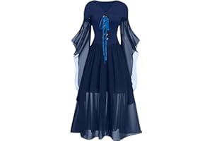 CHDIRNELY Medieval Costume Women,Gothic Clothes Renaissance Dress Plus Size UK Steampunk Corset Dress Fancy Dresses Long Maxi Dress Christmas Halloween Costumes
