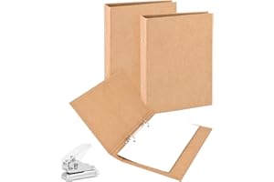 TUFA 2 pièces Classeur A5 en Papier Kraft 2 Anneaux Classeur Rechargeable Classeurs à Anneaux Kraft A5 pour Bureau l'école Multifonction Bricolage Fournitures Bureau- avec Perforatrice