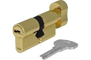 Yale Cilindro europeo 1000 Serie 40/40K mm Ottone lucido Doppio cilindro con pomolo, con 4 chiavi incluse per garantire massima sicurezza, adatto per porte interne e uffici