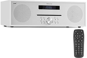 Auna Silver Star Radio Portable CD, Chaine HiFi, Poste Radio Numérique Dab/Dab+/FM et Streaming, Radio Portables Stéréo, Écran LCD, Radio FM, MP3, Port AUX, Alarme Reveil, Lecteur CD Bluetooth
