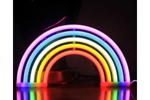DAKABUKA Letrero de neón arcoíris, luces nocturnas para decoración de pared, USB, funciona con pilas, para dormitorio, habitación de los niños, sala de estar, bar, decoración de Navidad