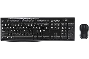 PYXISTIFY Original Logitech MK270 QWERTY US English Layout Wireless Keyboard & Mouse Combo for Windows, 2.4 GHz Wireless, Compact Mouse, 8 Multimedia and Shortcut Keys, for PC, Laptop, Mac (Black - US QWERTY)