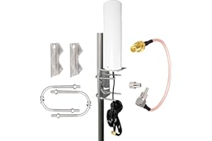 YILIANDUO Antenne 4g Exterieur Mimo Omnidirectionnel Antenne 12dBi 698-2700MHz avec 5M SMA Mâle Câble + 15CM SMA à CRC9/TS9 Câble pour 4G LTE Routeur Passerelle Modem Cellulaire Combination