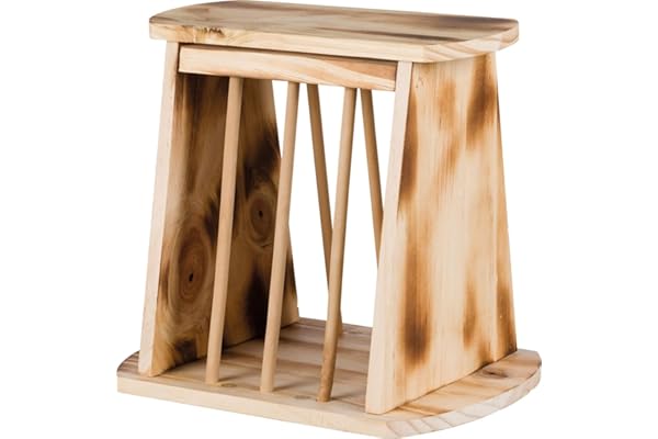 Trixie 61193 Râtelier à Foin avec Couvercle en Bois flammé
