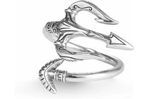 Dishowme Poseidon Trident - Anillo punk, arpón, nudillos, ajustable, joyería para mujeres, hombres y niñas, Metal, Sin piedras preciosas