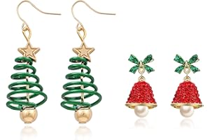 Gleamart 2 Pairs Christmas Earrings for Women Christmas Drop Dangle Earrings