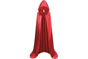 maxToonrain Long Satin Cape with Hood for Adult, Halloween Christmas Unisex Fancy Hooded Cloak