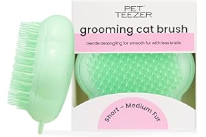 Tangle Teezer | Pet Teezer szczotka do pielęgnacji kotów | krótkie, średnie włosy, miękkie włosie do rozczesywania węzłów, zielona