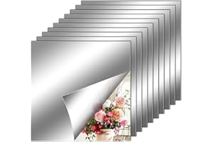 LEIKEDUN 10 Pezzi Adesivi da Parete a Specchio, Specchio Flessibile Adesivo, fogli in materiale morbido Non Vetro Specchi Piastrelle Parete appiccicoso Specchi per Decorazioni Murali Casa (20 x 20 cm)