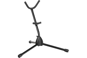 Classic Cantabile AS-2009 Supporto per Sassofono Alto/Tenore (Altezza 375mm, appoggi morbidi imbottiti, piedi in gomma, pieghevole, stabile)
