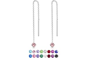 DTPsilver® Orecchini Pendenti Donna Argento 925 - Orecchini con Brillantini - Orecchini Punto Luce - Orecchini Donna Argento 925 Pendenti - Orecchini Lunghi Donna - Orecchini Catena