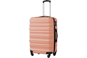 COOLIFE Hard Shell Suitcase Trolley Suitcase Travel Suitcase with TSA Lock and 4 Wheels, cherry blossom powder, rolling suitcase