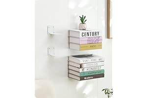 Baffect Invisible Floating Bookshelves, Set of 4 Concealed Wall-mounted Bookshelves, Heavy-Duty Metal Book Organizers for Bedroom (White)