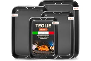 Avilia Set 4 Teglie Antiaderenti in Acciaio al Carbonio 20-25 - 30-35 - Cottura Uniforme Senza Grassi per Pizze e Torte | Made in Italy, Facili da Pulire, Ideali per Famiglie
