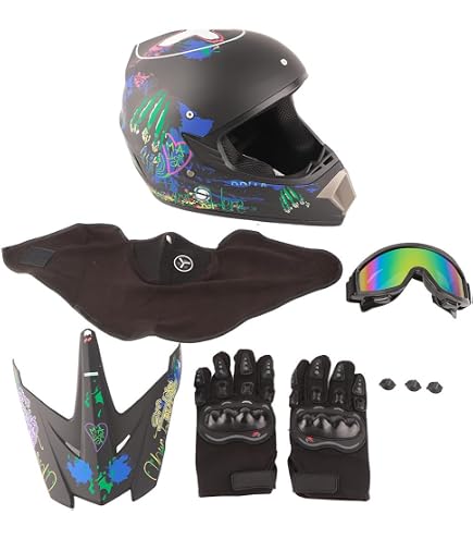 Jeugd Kids ATV Motocross Helm, met Bril Masker Handschoenen, DOT