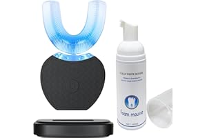 MAYEEC Spazzolino ad Ultrasuoni, Spazzolino Automatico, Elettrico Spazzolino per Sbiancamento dei Denti con Timer e Ricarica Wireless Spazzolino Elettrico a 360° per Adulti (Nero, 1)