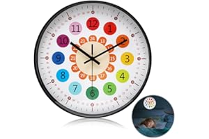 ‎RANJIMA RANJIMA Kinder Wanduhr Ohne Tickgeräusche, 30CM Lernuhr Kinder Uhr Kinderzimmer Batteriebetrieben Kinderwanduhr Bunt Kinderuhr Wand Uhr, Wanduhr Kinderzimmer Lautlos für Schlafzimmer Küche Wohnzimmer