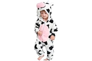 WEXUUA Unisex Baby Halloween Costumes Flannel Hooded Romper Jumpsuit Winter Autumn Animal Cosplay for 0-30 Months