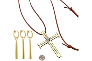 Zaky OP Anime Nautical Great Swordsman Halskette Zoro Ohrringe Anime Kostüm Cosplay Accessoires Dracule Mihawk Kreuz Schwert Kogatana Halskette mit Luffy Aufkleber 14 Stück