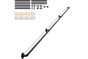 LIANTRAL 3M Stair Handrail for Indoor & Outdoor, Non-Slip Wrought Iron Banister with Industrial Design, Heavy Duty Safety Wall Mounted Banister Handrails for Elderly, Kids, Disabled