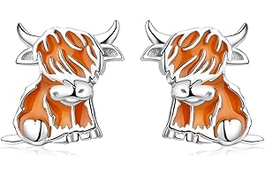 LINSTER Orecchini di dinosauro coccinella pinguino mucca delle Highland elefante koala lontra marina mucca in argento sterling 925 orecchini a bottone con animali carini gioielli regali per bambine e figlie