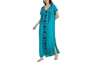 JENJON JENON Robe de Plage Longue Femme Imprimé Floral Paréo Loose Chemisiers Blouses pour Maillot de Bain Bikini Cover Up Beachwear