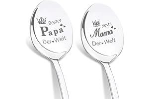 Maqhpu Vatertagsgeschenke für Papa, Muttertagsgeschenke für Mama, 2 Stücke Kaffeelöffel Gravur - Beste Mama Papa Der Welt, Papa Geschenk Vatertag, Muttertag Geschenk für Mama, Weihnachtsgeschenke