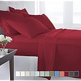 BEVI -100% Cotton 300 TC Super Soft Solid Double King Size Bedsheet for Double Bed with 2 Pillow Cover Size (90"x95") (Plain Maroon)
