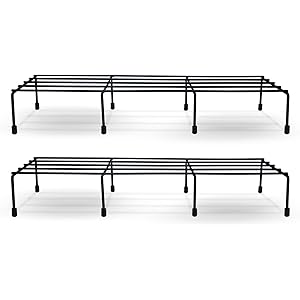 BonKaso Premium Rectangular Anti-Rust Metal Plant Stand Set (Pack of 2) - Stylish Black Stands for Indoor, Outdoor, and Balcony Use