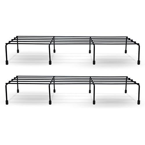 BonKaso Premium Rectangular Anti-Rust Metal Plant Stand Set (Pack of 2) - Stylish Black Stands for Indoor, Outdoor, and Balcony Use