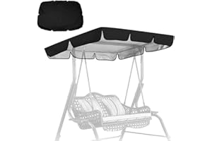 Wowlela Columpio de Jardín Balancin de Jardín Mecedora Hamaca Terraza Techo Toldo Balcón 3 Plazas, Columpio Jardín Tipo Balancín Toldo 190x132x15cm