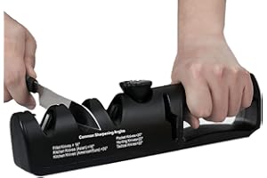 WYSUMMER Affilatrice,Affilacoltelli Professionale a 3 Stadi, Affilatrice Manuale Professionale Per Coltelli, Per Macinare Coltelli Da Cucina e Forbici