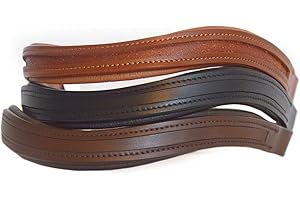 SIE EQUESTRIAN SIE Empty Channel Leather Horse Browbands U Shape (Oversize (17''), Black)