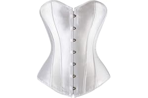 Everbellus Women Lace Up Stain Waist Trainer Corset Boned Bustier Waist Cincher