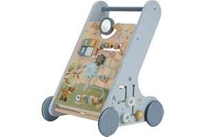 Little Dutch Forest Friends 7232 - Carrito de madera para actividades de madera, color azul